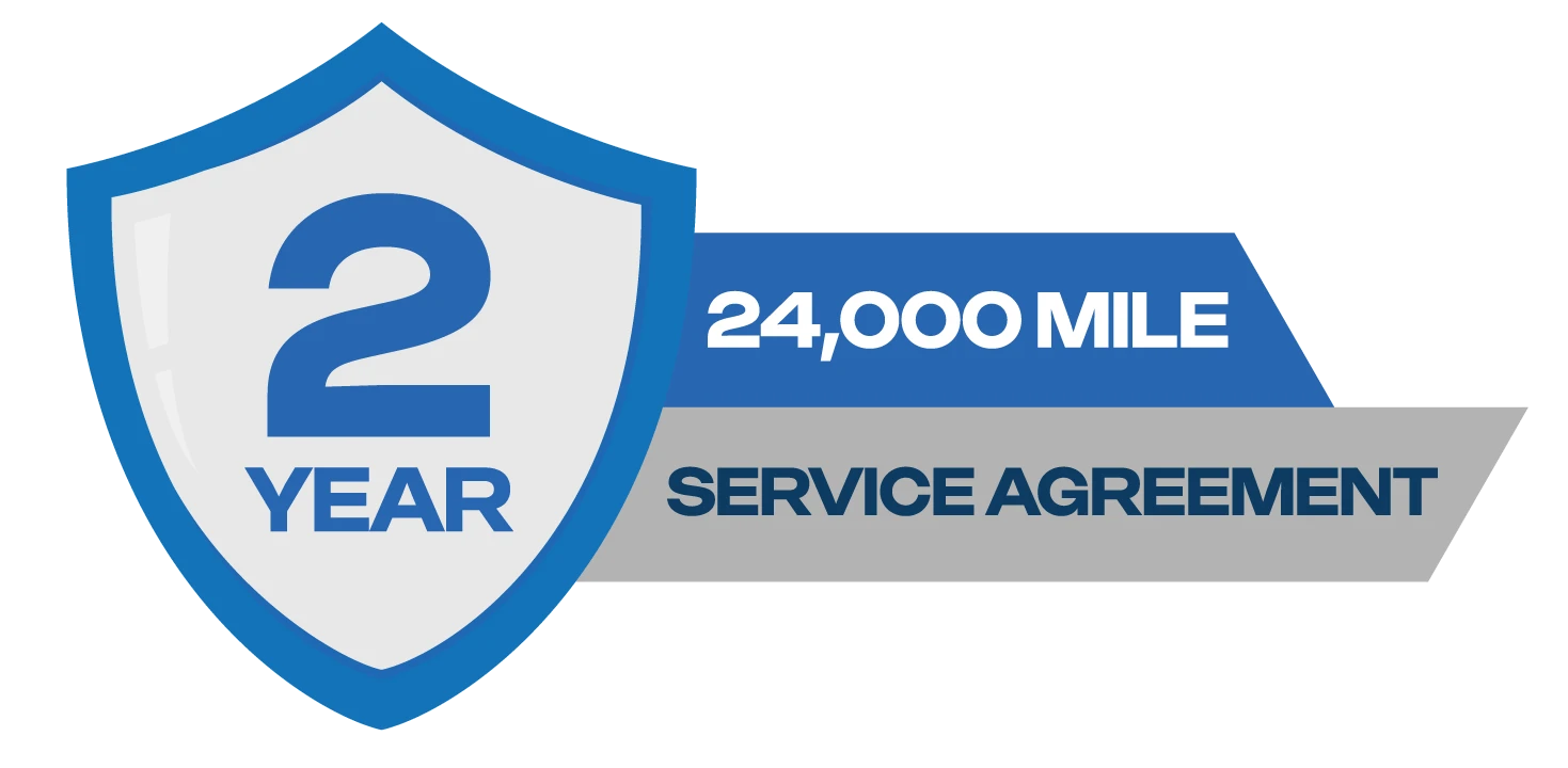Up to 2 Year / 24,000 Mile Service Agreement included