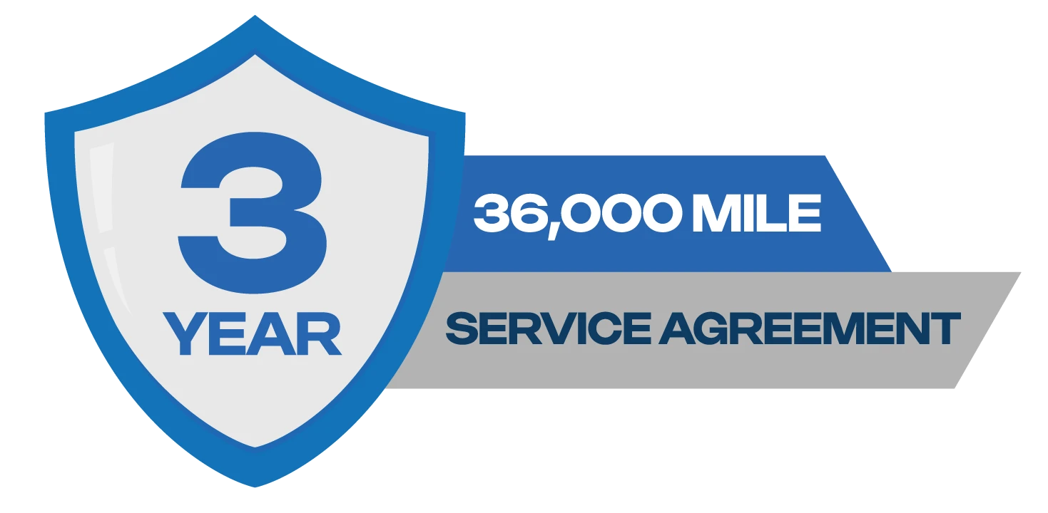 Up to 3 Year / 36,000 Mile Service Agreement included