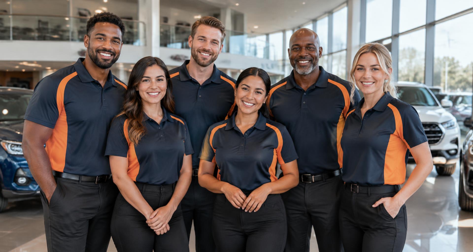 Byrider team members in a dealership showroom